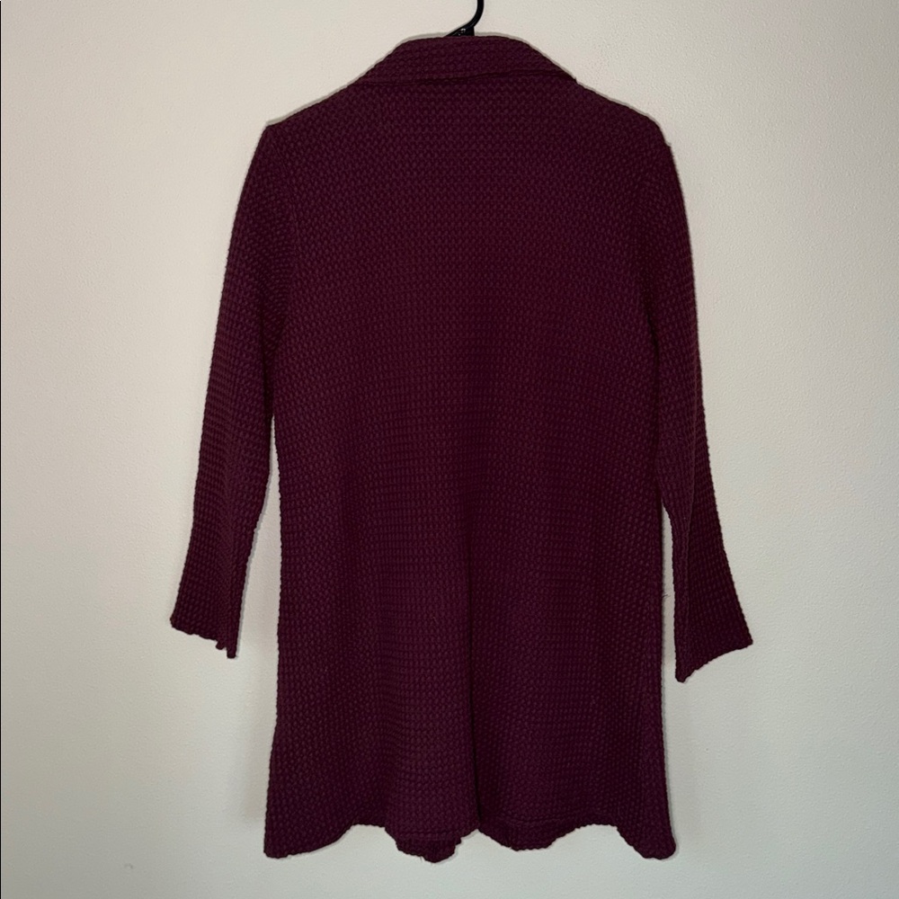 Focus Casual Life Waffle Knit Oversized Cotton Cardigan Sweater Wooden Buttons - Picture 4 of 5